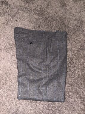 Gray Windowpane Dress Pants